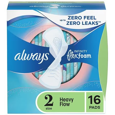 Always Infinity Flexfoam Pads With Wings - Unscented -Size 2, 16 pack