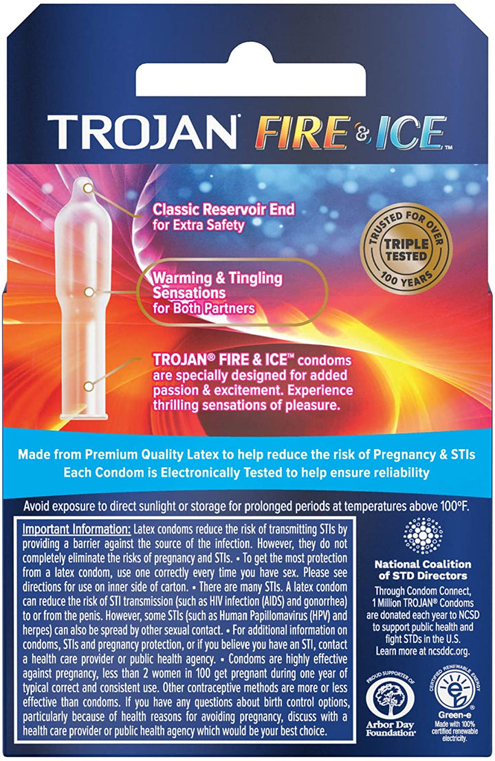 Trojan Fire & Ice Condom 3pk